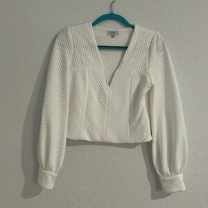 Fate Long Sleeve Waist Length V-Neck - White